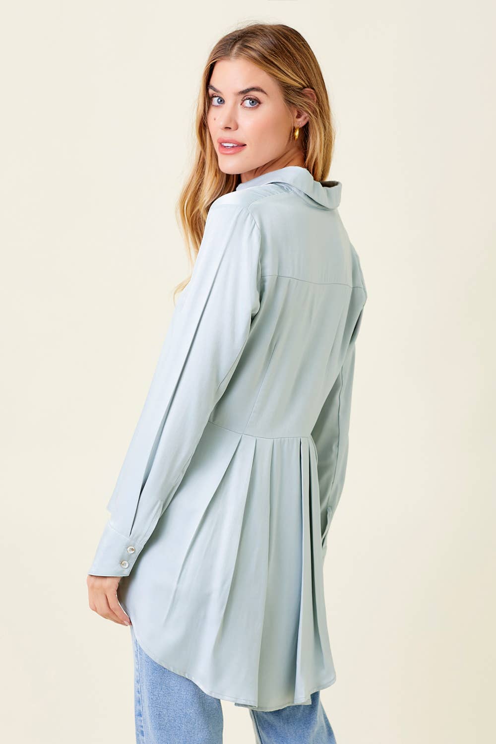 Satin Peplum Back Blouse