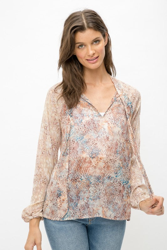 TIE PRINT BLOUSE