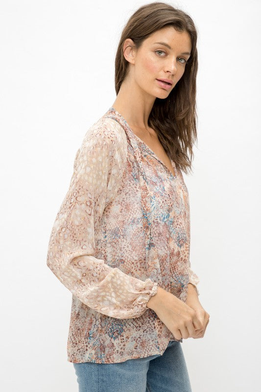 TIE PRINT BLOUSE