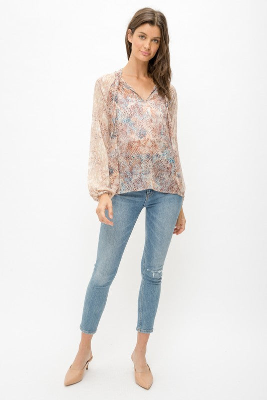 TIE PRINT BLOUSE