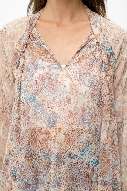 TIE PRINT BLOUSE