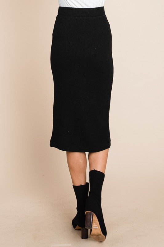Button Side Split Skirt