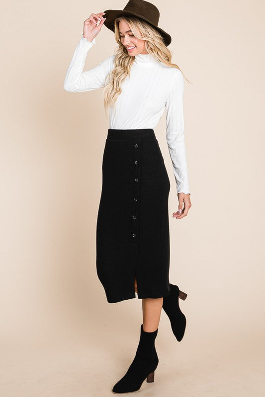 FINAL SALE: Button Side Split Skirt