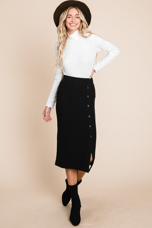 FINAL SALE: Button Side Split Skirt
