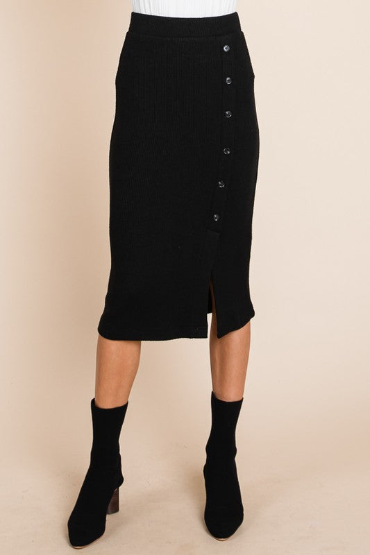FINAL SALE: Button Side Split Skirt
