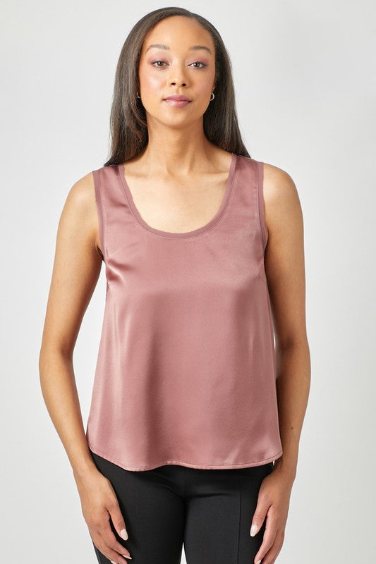 FINAL SALE: DEEP MAUVE CLASSIC SATIN TOP