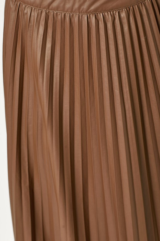 FINAL SALE: Leather Pleating Skirt