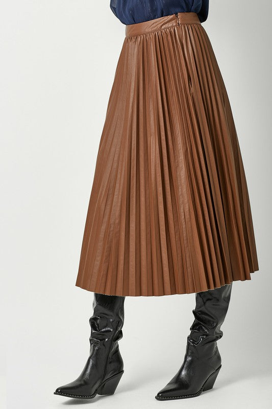 FINAL SALE: Leather Pleating Skirt