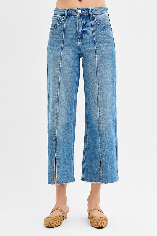 Mid Rise Crop Front Seam Crop