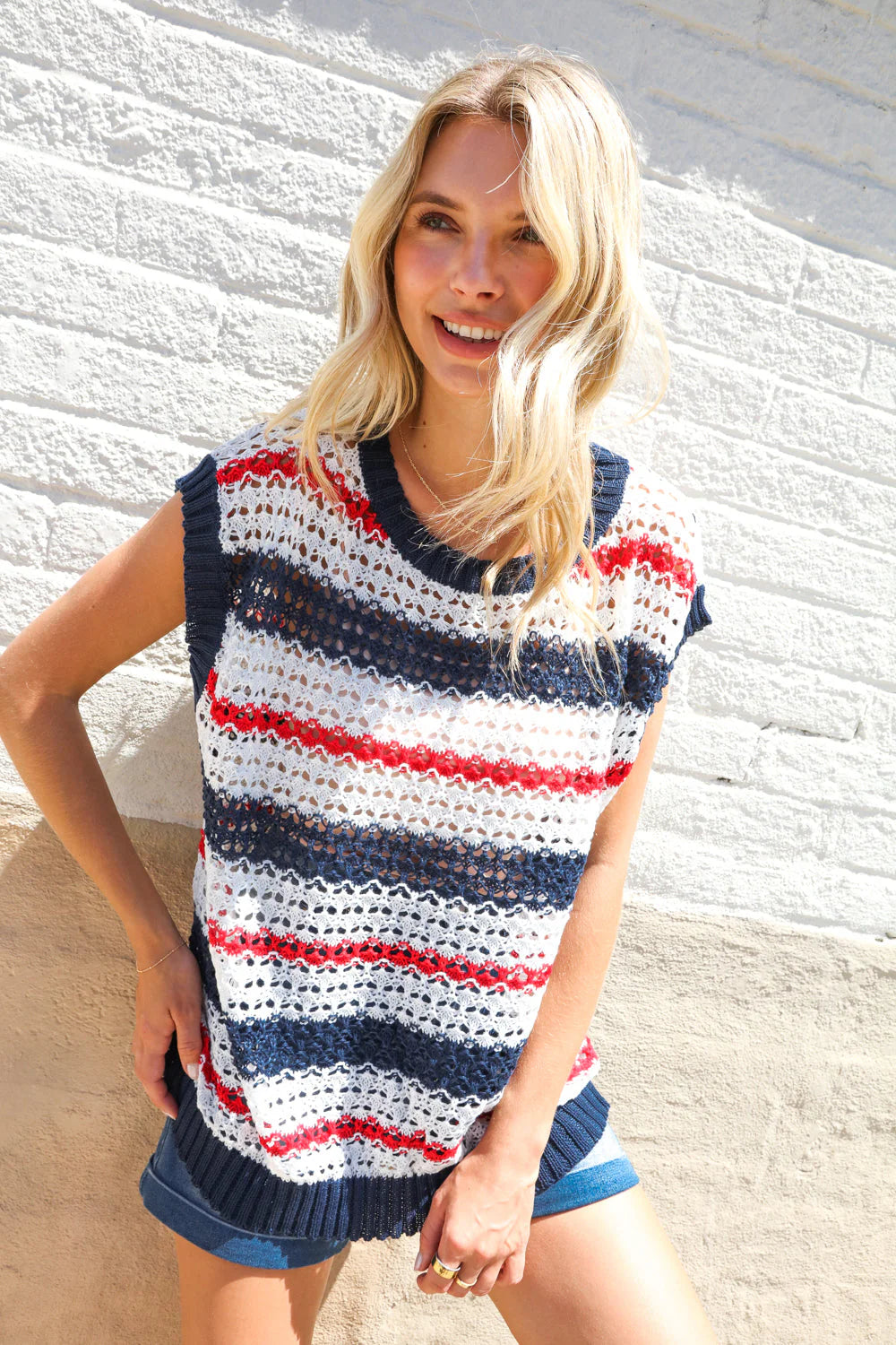 OPEN WEAVE STRIPED
