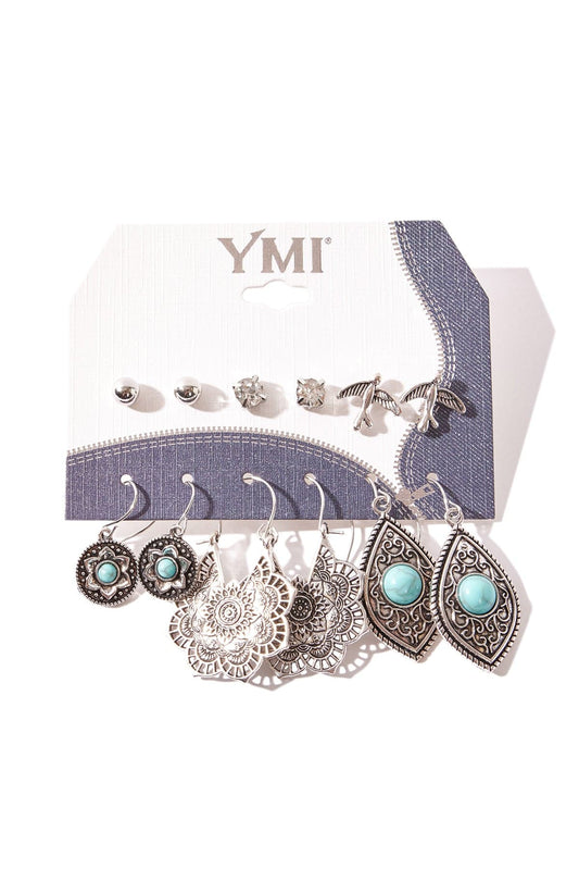 6 PIECE TEAL EARRING PACK