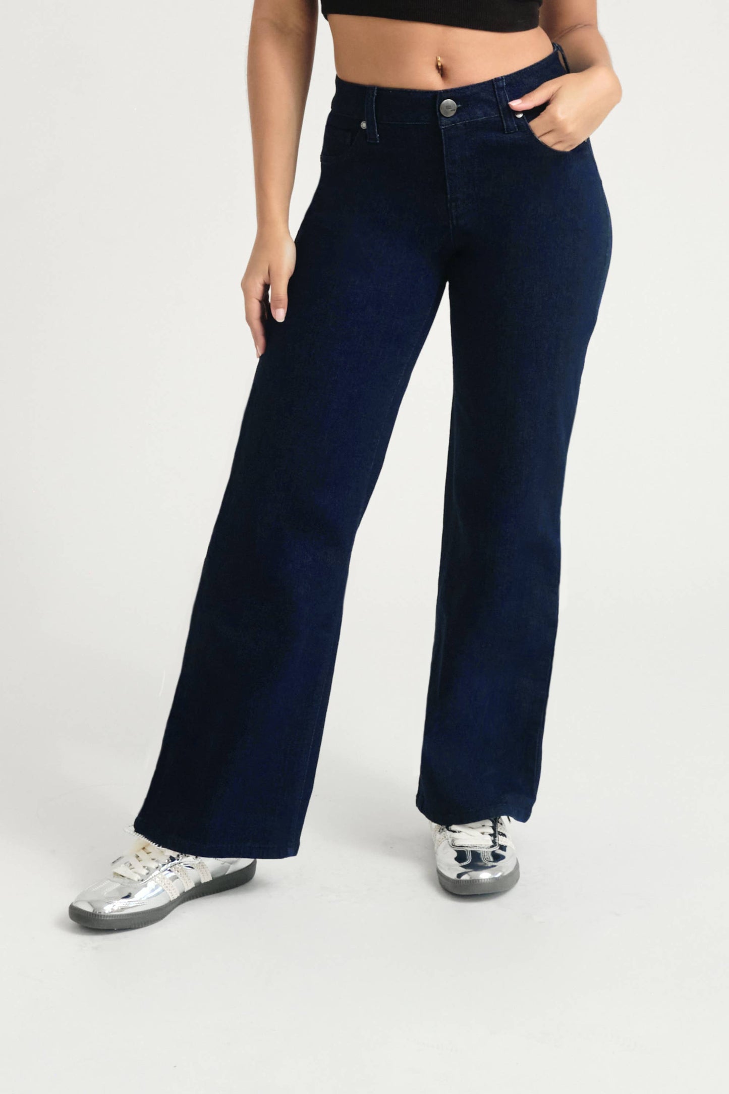 Rinse Slim Wide Leg Jean (PETITE)