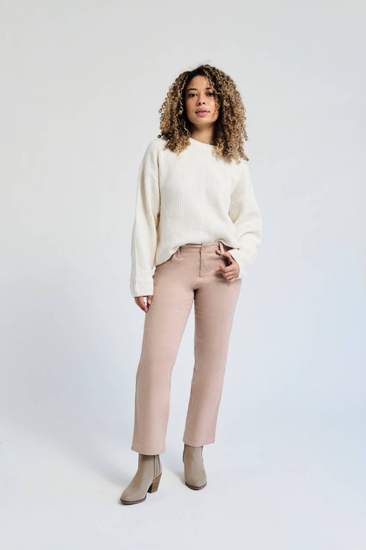 FINAL SALE:Twill Slim Straight Pant in Dusty Rose (PETITE)
