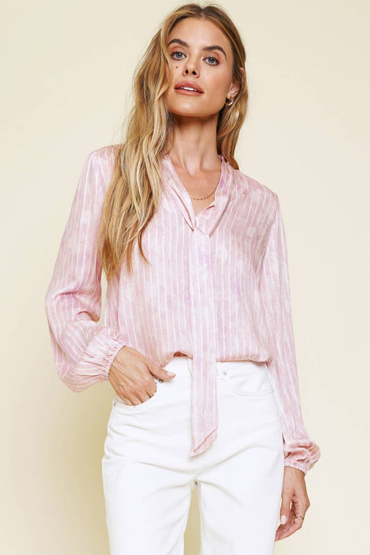 Tied Striped Blouse
