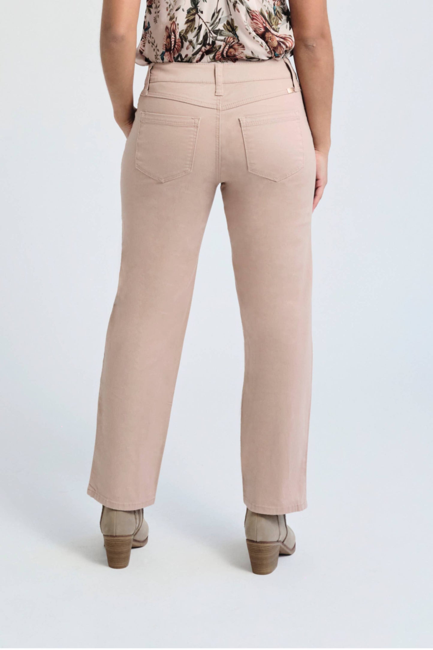 Twill Slim Straight Pant in Dusty Rose (PETITE)