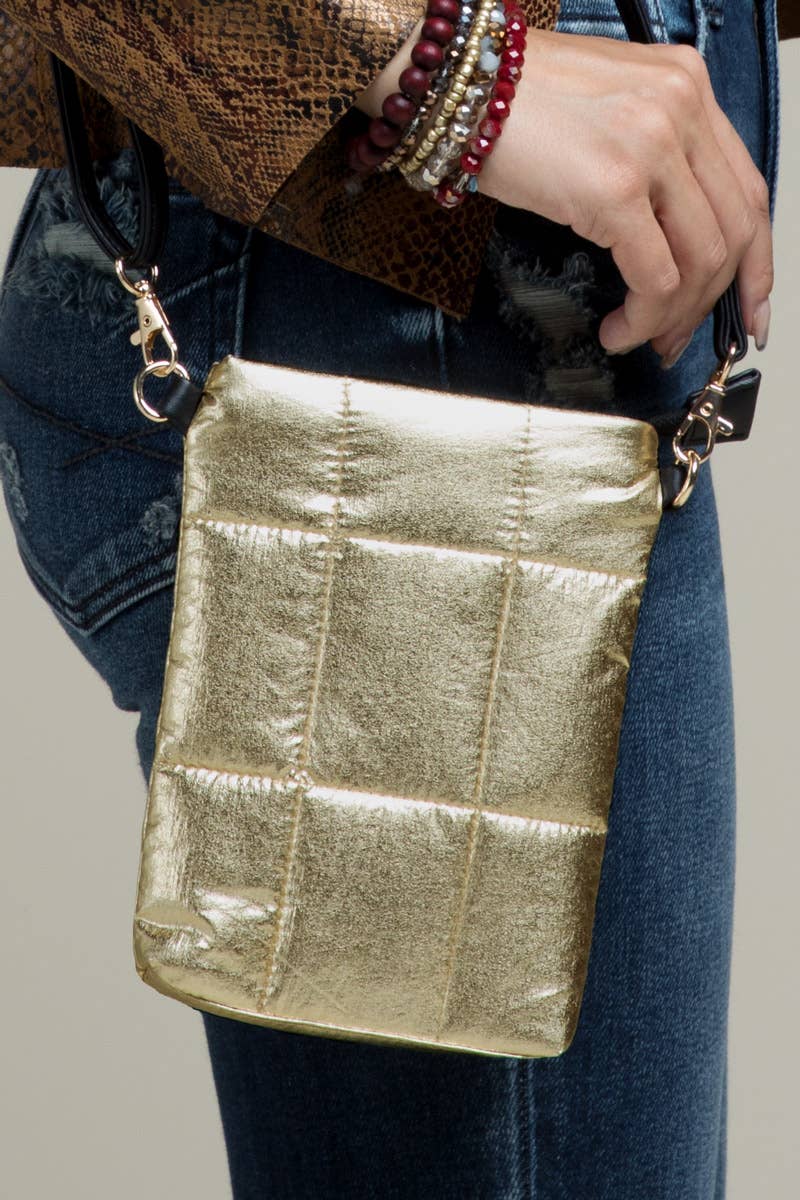 FINAL SALE: Insulated Metallic Bubble Cross Body Bag