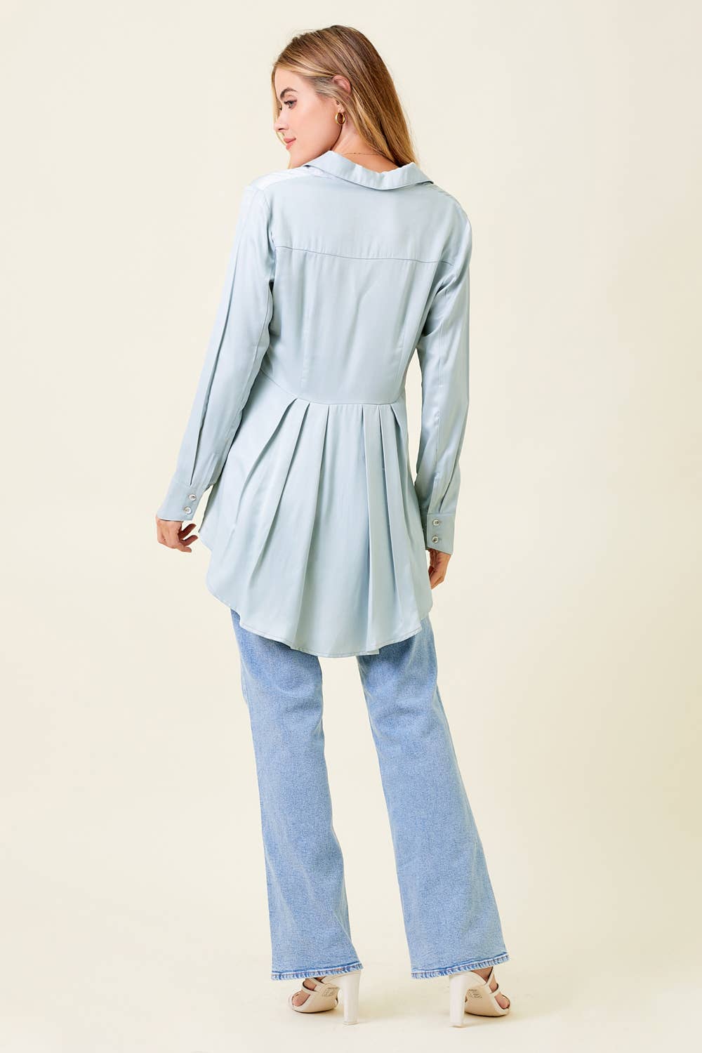 Satin Peplum Back Blouse