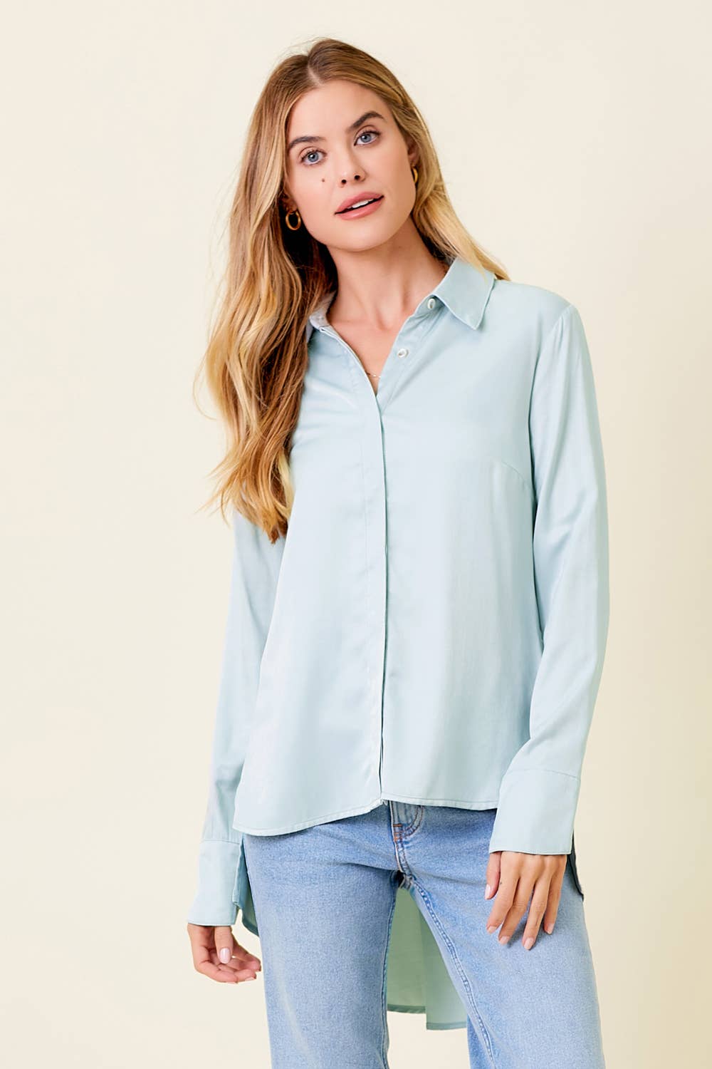 Satin Peplum Back Blouse