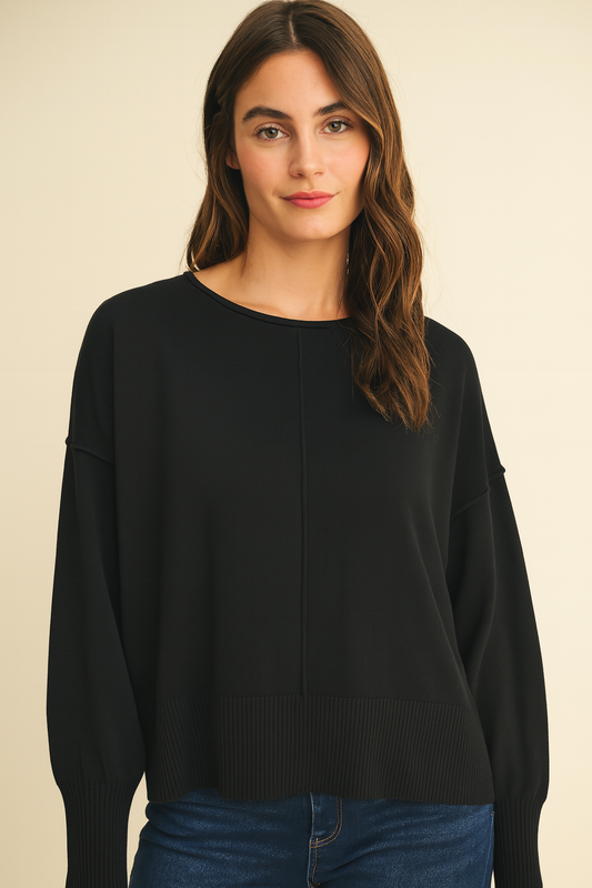 Round Front Seam Sweater