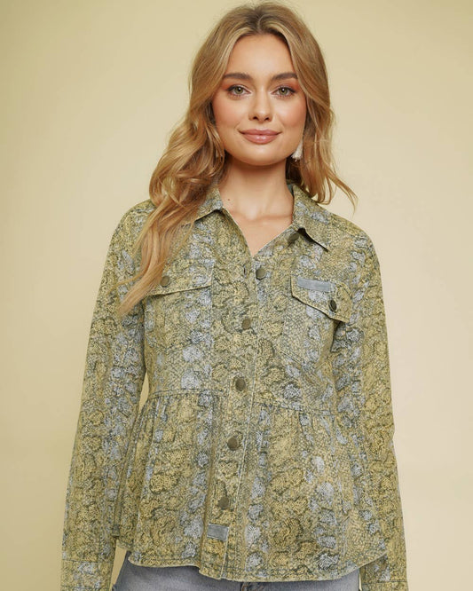 FINAL SALE: Animal Print Peplum Jacket