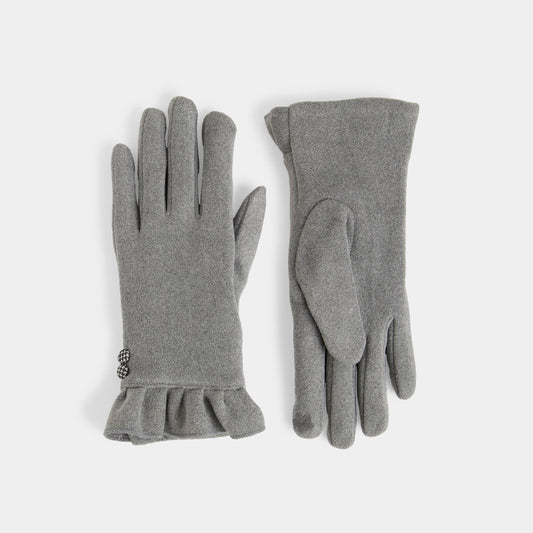 Pair of gray gloves on a white background
