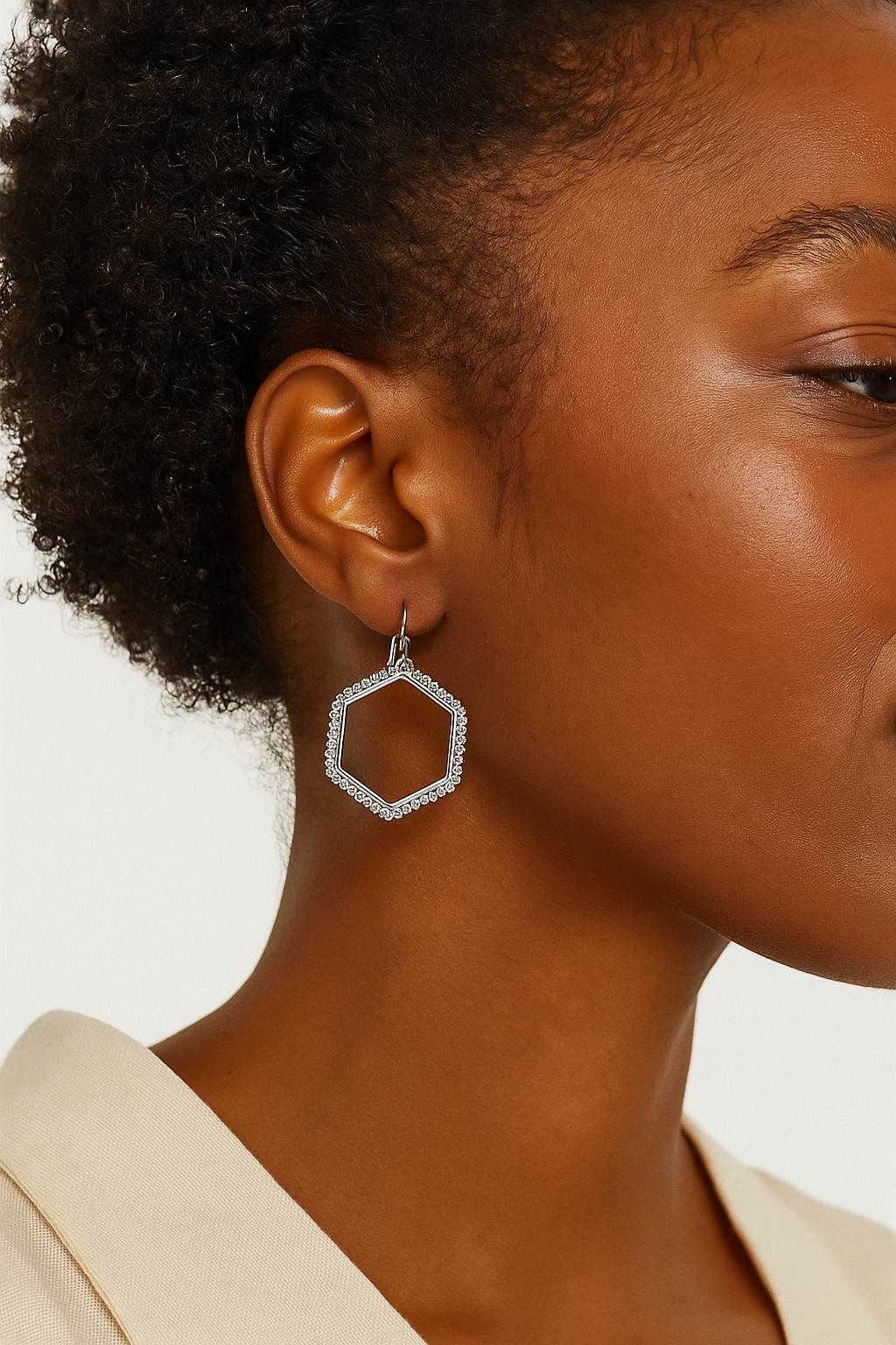 Textured Hexagon Earring