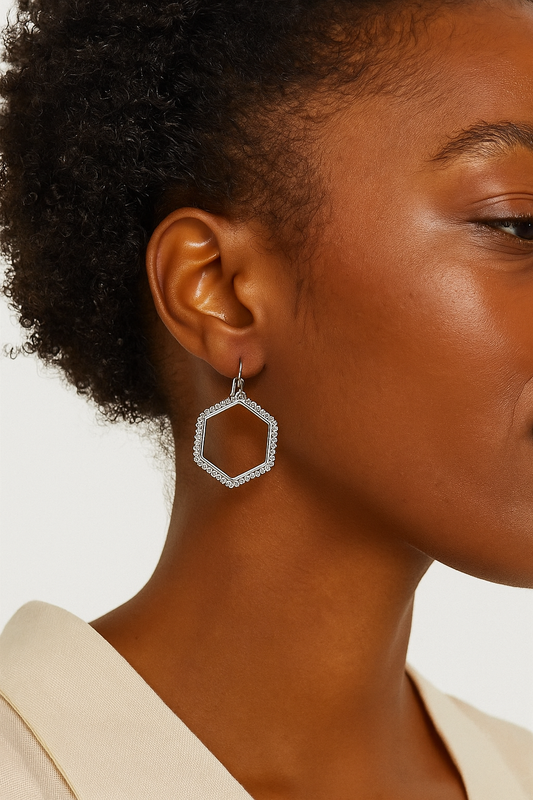 Textured Hexagon Earring