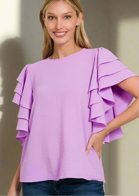 FINAL SALE: RUFFLE SLEEVE BLOUSE