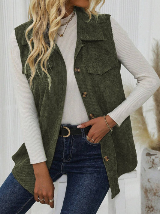Olive Collared Vest