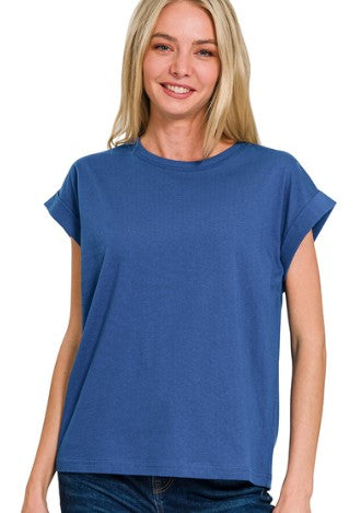 FINAL SALE: ROLL TAB COTTON TEE