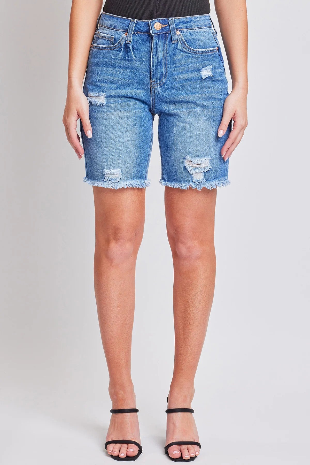 FINAL SALE: High-Rise Frayed Hem Shorts