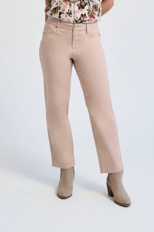 FINAL SALE:Twill Slim Straight Pant in Dusty Rose (PETITE)