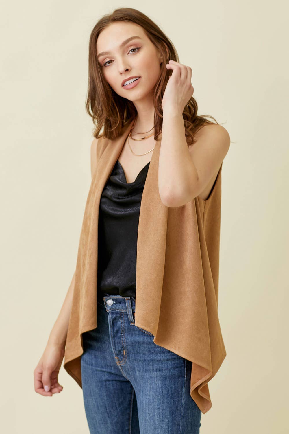 Suede Shawl Vest