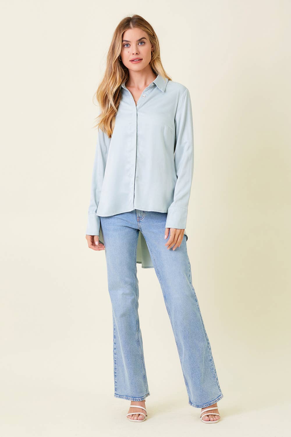 Satin Peplum Back Blouse