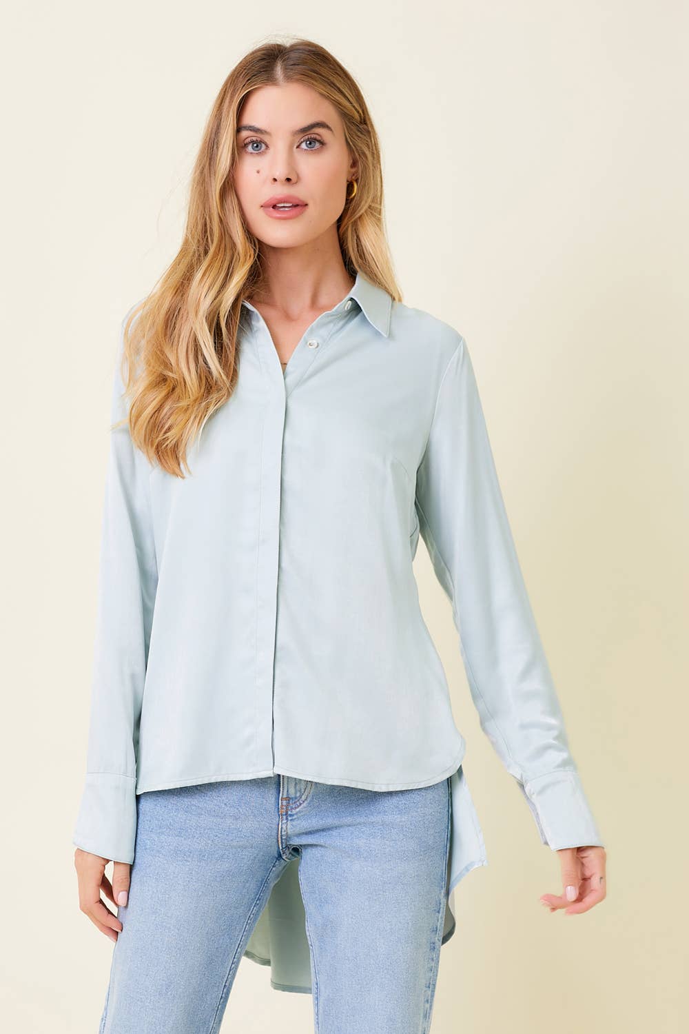 Satin Peplum Back Blouse