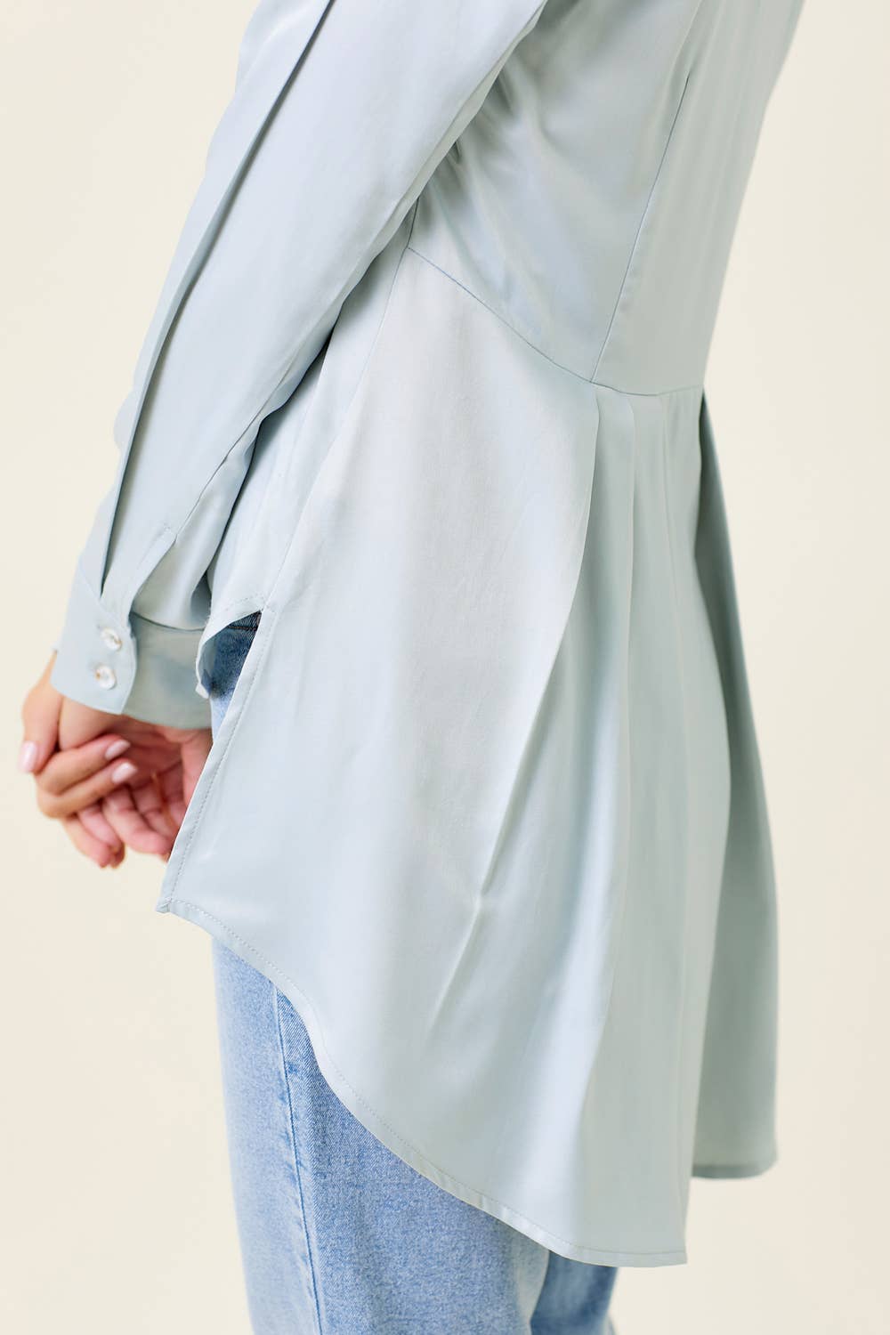 Satin Peplum Back Blouse