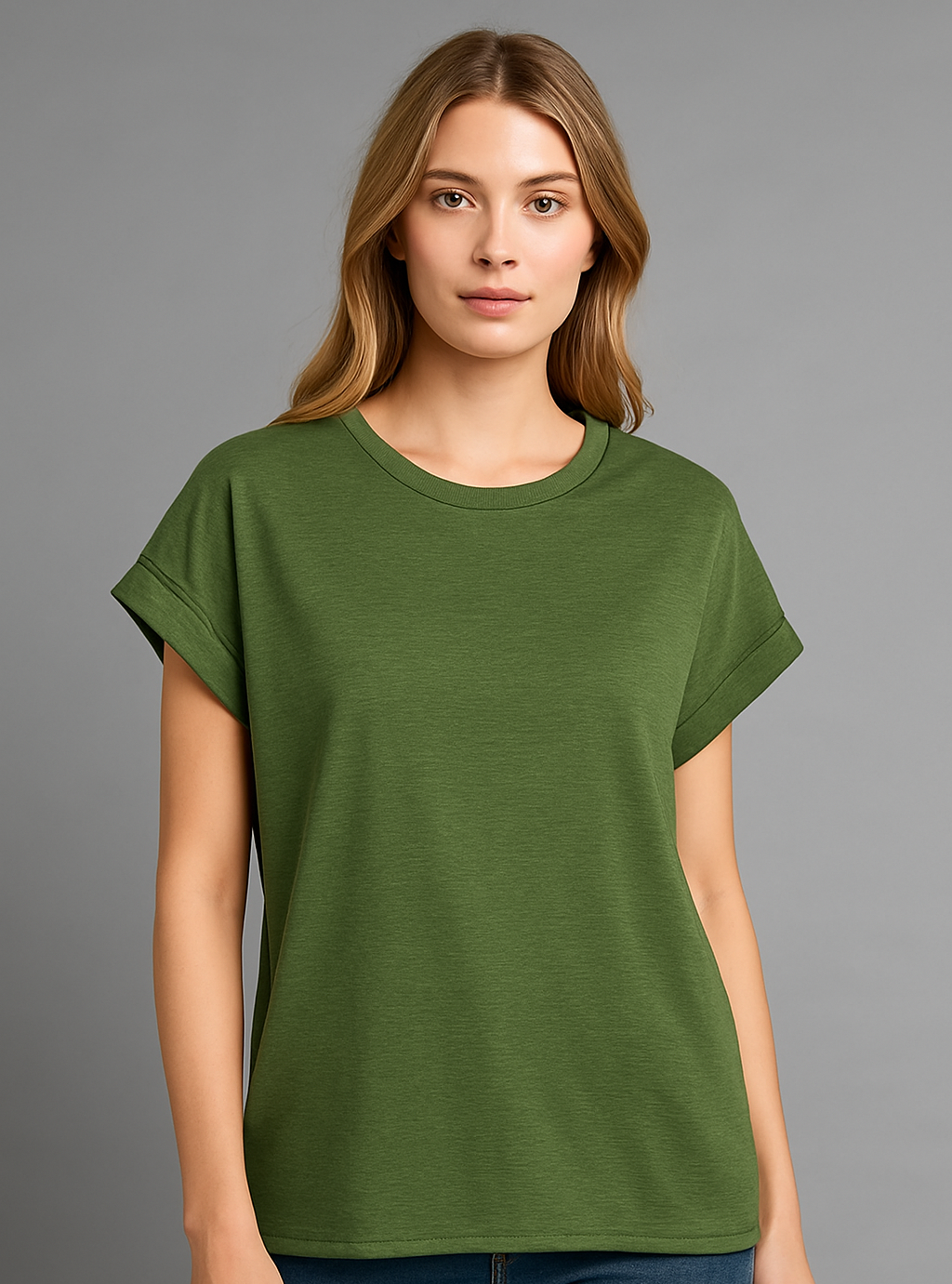 Olive Rolled Tee