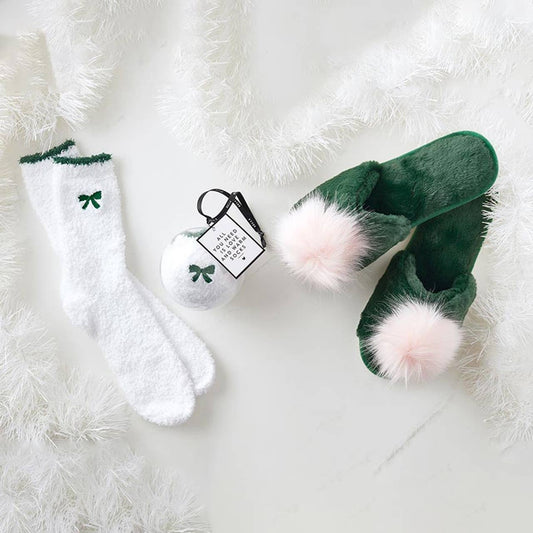 Cozy Ornament Bow Socks