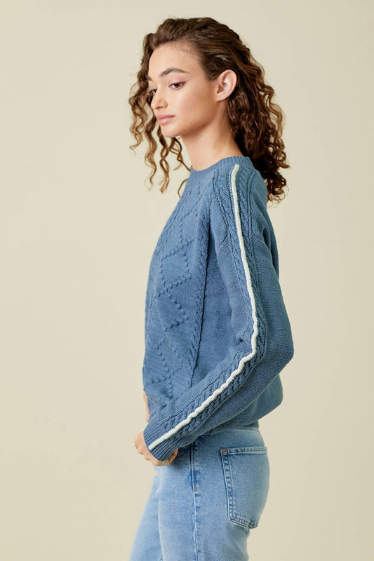 Piping Sleeve Cable Sweater