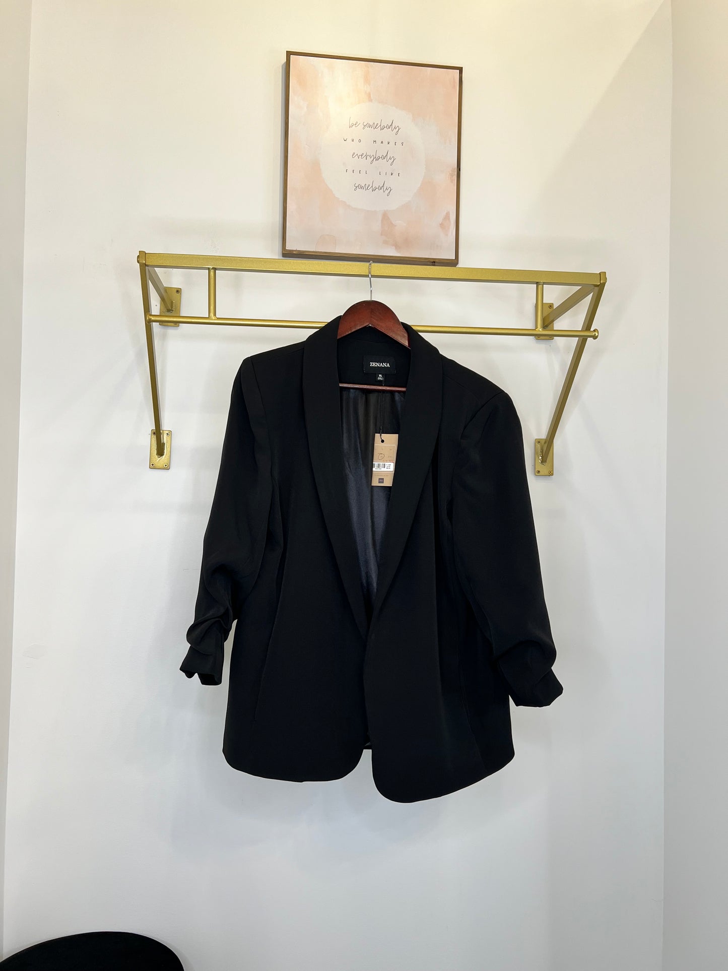 FINAL SALE: RUCHED SLEEVE CLASSIC BLAZER