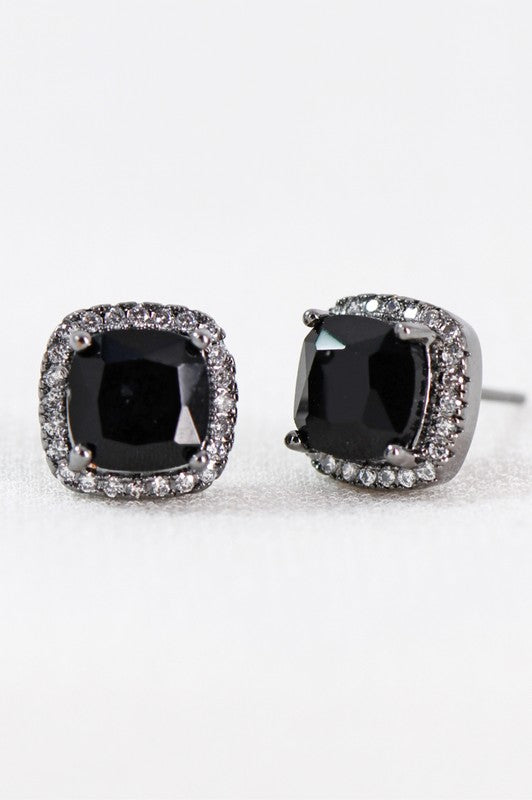 Small Black Crystal Stud Earrings