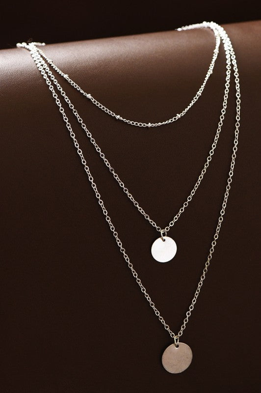 DISC PENDANT LAYERED NECKLACE