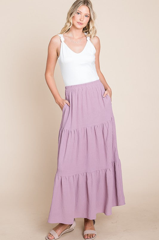 Lilac Tier Maxi Skirt