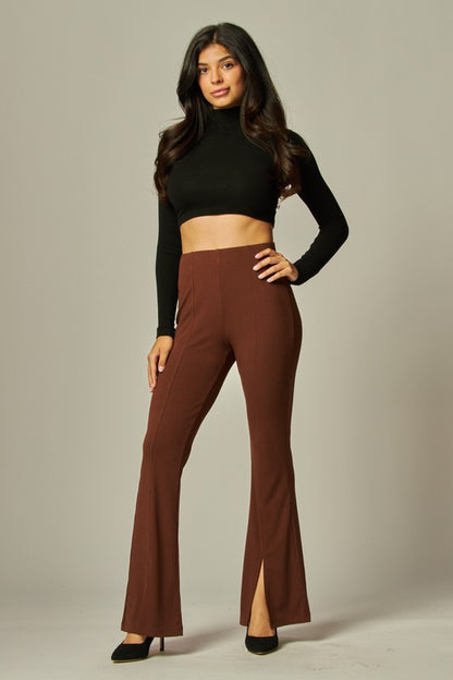 Ribbed Split-Flare Leggings