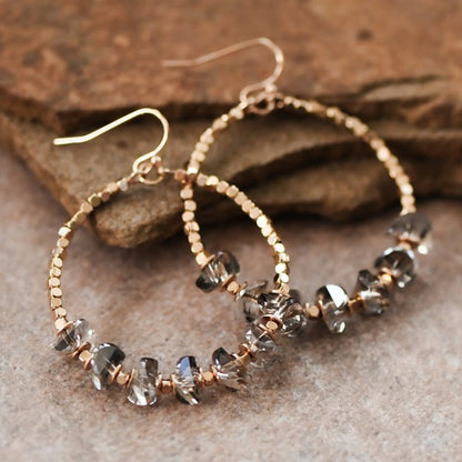 Glass Crystal Beaded Drop Earrings