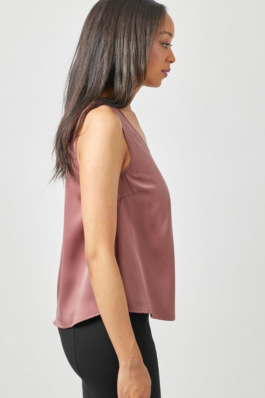 DEEP MAUVE CLASSIC SATIN TOP