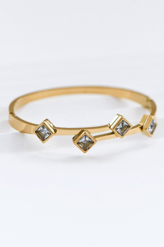 GOLD HINGED STONE BRACELET