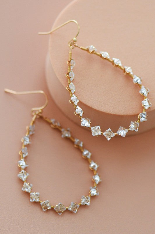 Oval Crystal Hoops