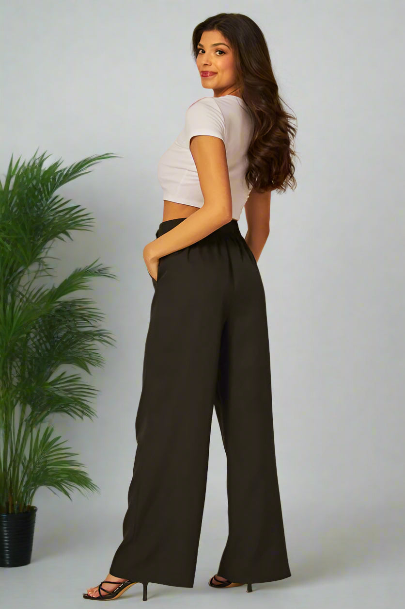 Pearl Buckle Wide Leg Pants