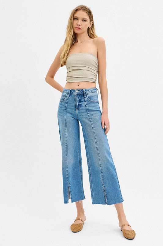 Mid Rise Crop Front Seam Crop
